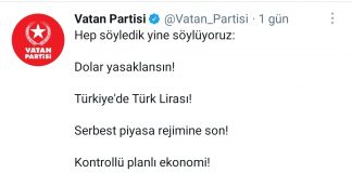 Vatan Partisi; Dolar yasaklansın!
