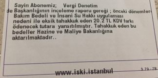 İBB’nin ‘İnsani Su Hakkı’ uygulaması ile tüketiciye verdiği ücretsiz suya vergi geldi.