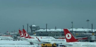 İstanbul’da kar nedeniyle uçuşlarda kısıtlama.