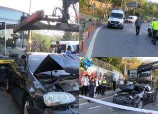 Sarıyer’de otobüs kazası! İETT otobüsü 15 arabaya çarparak durabildi!