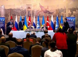 Karadeniz’den tahıl sevkiyatı anlaşması Ukrayna, Rusya, Türkiye ve BM’nin katılımıyla İstanbul’da imzalandı.
