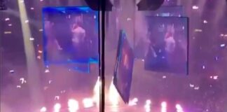 Müzik grubunun üzerine konserde dev ekran düştü!