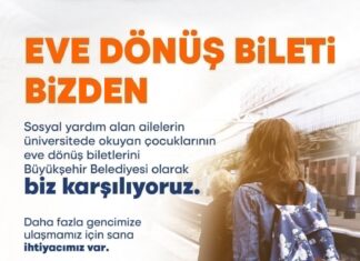 İzmir Büyükşehir Belediyesi’nden, bayramda memleketine gidecek üniversite öğrencilerine ulaşım yardımı.