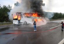 TEM’de yolcu dolu otobüs alev alev yandı!