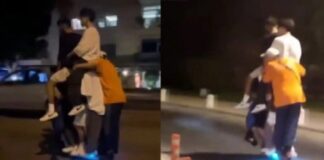 Bunu da gördük; 1 kişilik elektrikli scooter’da 6 kişi!