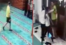 Alkollü Rus turist, Antalya’da camiye elinde kazma ve ayakkabıyla girdi!