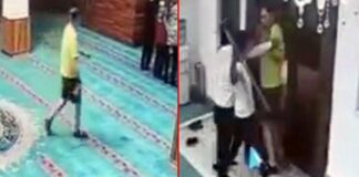 Alkollü Rus turist, Antalya’da camiye elinde kazma ve ayakkabıyla girdi!