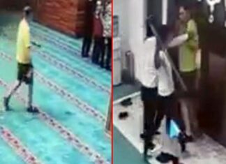 Alkollü Rus turist, Antalya’da camiye elinde kazma ve ayakkabıyla girdi!