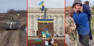 Rusya çekildi; Herson’da Ukrayna ve AB bayrakları asıldı