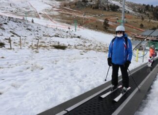 Garip ama gerçek! Kartalkaya’da yapay karla kayak sezonu açıldı!