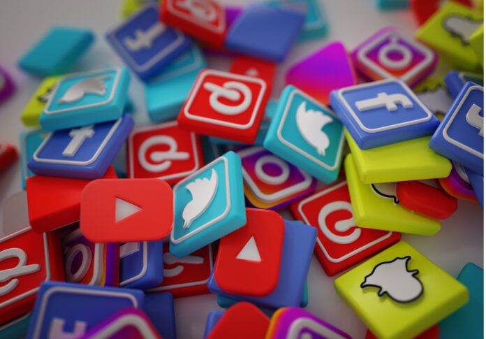 Pile of 3D Popular Social Media Logos