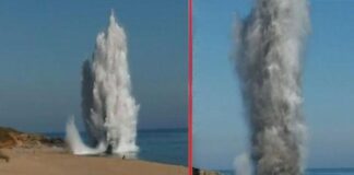 Şile denizindeki top mermileri imha edildi; imha sırasında deniz 30 metreye kadar yükseldi.