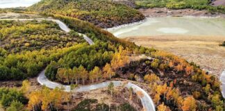 Gezenler hayran kalıyor. Bitlis Nemrut Krater Gölü’nde sonbahar
