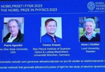Fizik alanında 2023 Nobel Ödülü Pierre Agostini, Ferenc Krausz ve Anne L’Huillier’e verildi.