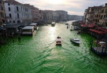 📽️ İklim aktivistleri Venedik’teki ünlü Büyük Kanal’ı yeşile boyadı