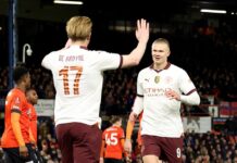 Maça damga vurdular. Erling Haaland 5 gol attı, Kevin De Bruyne 4 asist yaptı