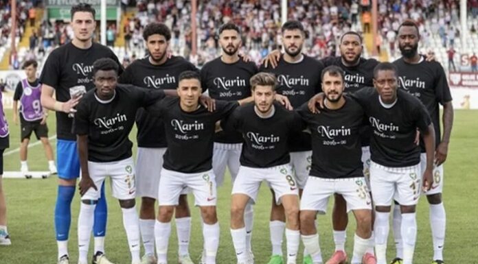 Amedspor, Narin’i unutmadı. Bandırmaspor karşılaşmasına Narin Güran formasıyla çıktılar