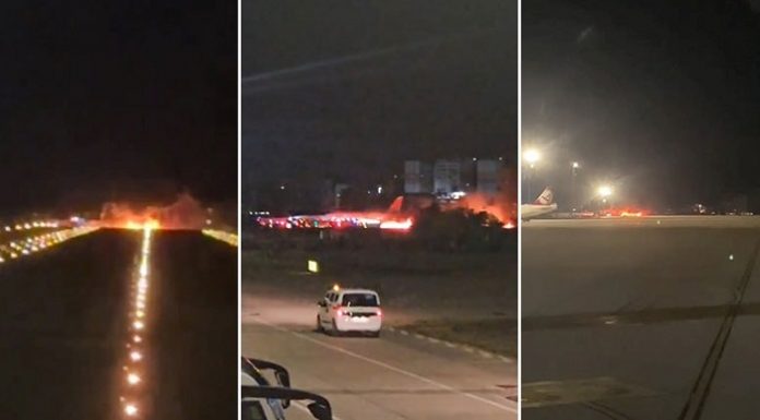 Faciaya kıl payı. Antalya Havalimanı’nda piste iniş yapan uçak alev aldı