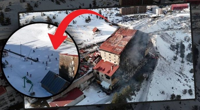 🎥İnsanlık, otelle beraber yandı bitti kül oldu. Can pazarı yaşanırken, hemen yanı başında kayak keyfine devam ettiler!