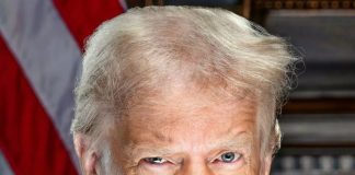 Resmi başkanlık fotoğrafında sabıka fotosundaki pozunu verdi.