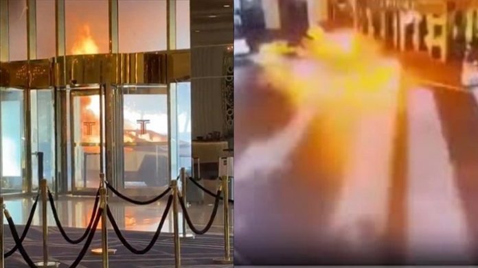 Trump'ın otelinin önünde Elon Musk'ın Tesla'sı patladı!