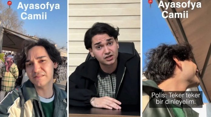 🎥Ayasofya’da güvenlik görevlisinden ziyaretçilere garip sorular: ‘Müslüman mısın? Kelime-i Şehadet getir’