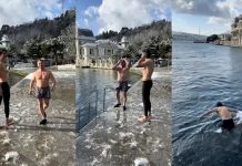 Daha öncede yapmıştı. Eski milli basketbolcu 1 derecede, kar altında denize girdi!