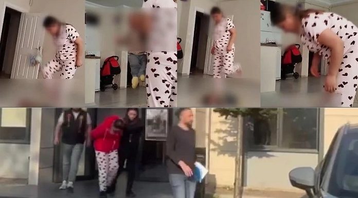 🎥İnsanlıktan çıkmış yaratık. Bakıcı bebeği defalarca tekmeledi, tokatladı!