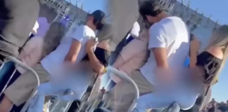 Arsızlık tavan yaptı; Kız arkadaşına sarılırken arkadaki kızı taciz etti!