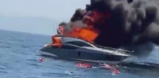 Kınalıada açıklarında teknede yangın. İçerisinde çok sayıda insan var