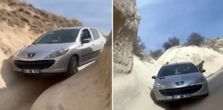 🎥Görenler şaştı kaldı. Navigasyonun azizliğine uğrayan sürücü, peribacalarının arasına arabayla girdi