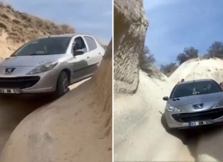 🎥Görenler şaştı kaldı. Navigasyonun azizliğine uğrayan sürücü, peribacalarının arasına arabayla girdi