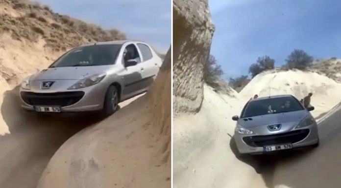 🎥Görenler şaştı kaldı. Navigasyonun azizliğine uğrayan sürücü, peribacalarının arasına arabayla girdi