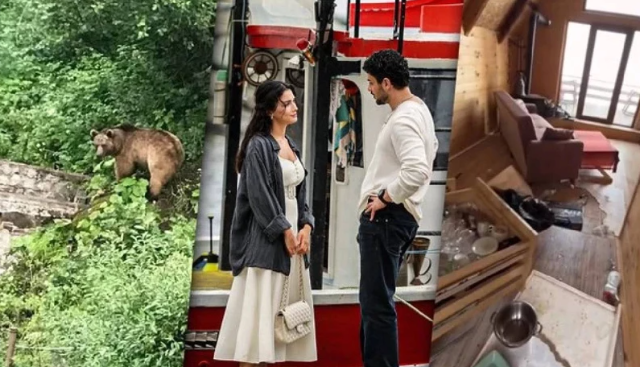 Sevilen dizinin setini ayı bastı!