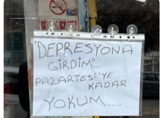 Esnafın Dükkâna Astığı Not: “Depresyona Girdim, Pazartesiye Kadar Yokum”