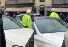 🎥 Trafikte dans etti, polis aracını tekmeledi